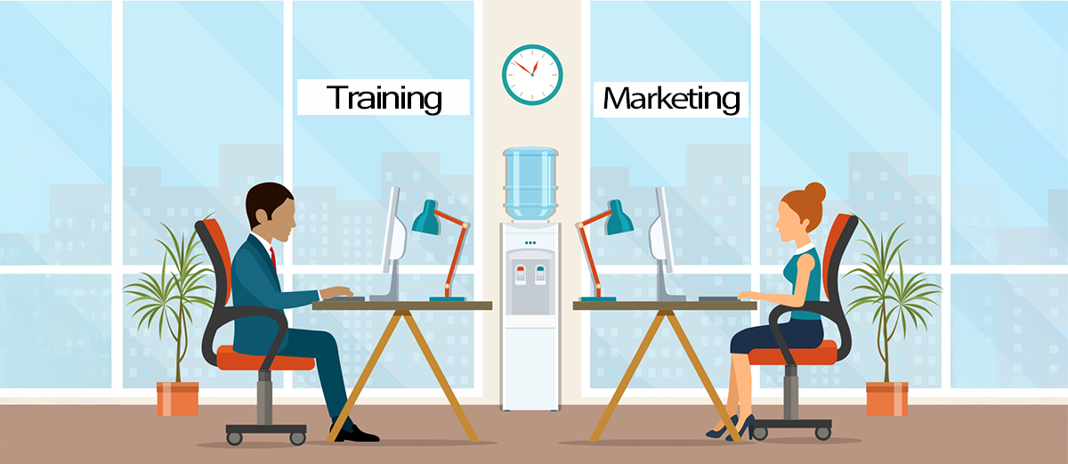 Image of 2 departments -Training and Development vs Marketing